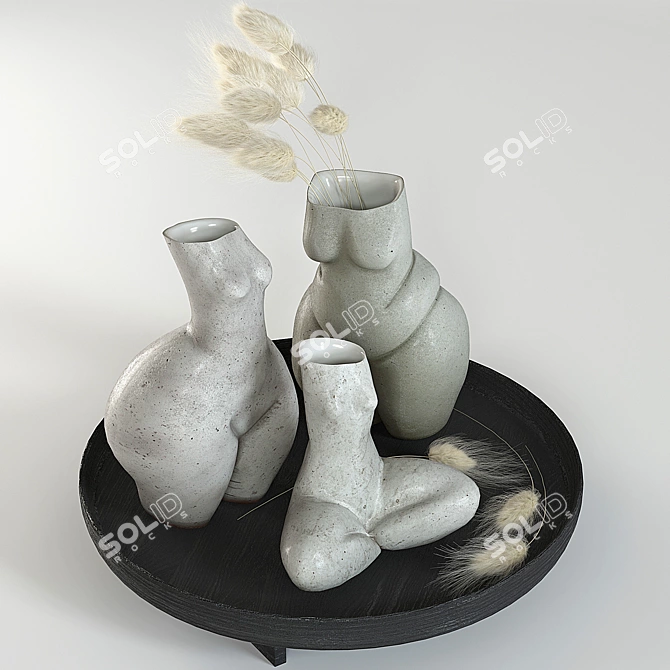 Elegant Woman Vases Set 3D model image 14