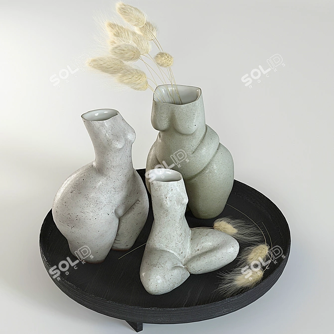 Elegant Woman Vases Set 3D model image 21