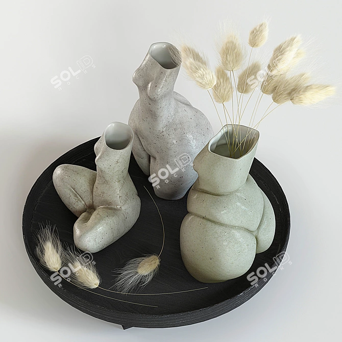 Elegant Woman Vases Set 3D model image 22