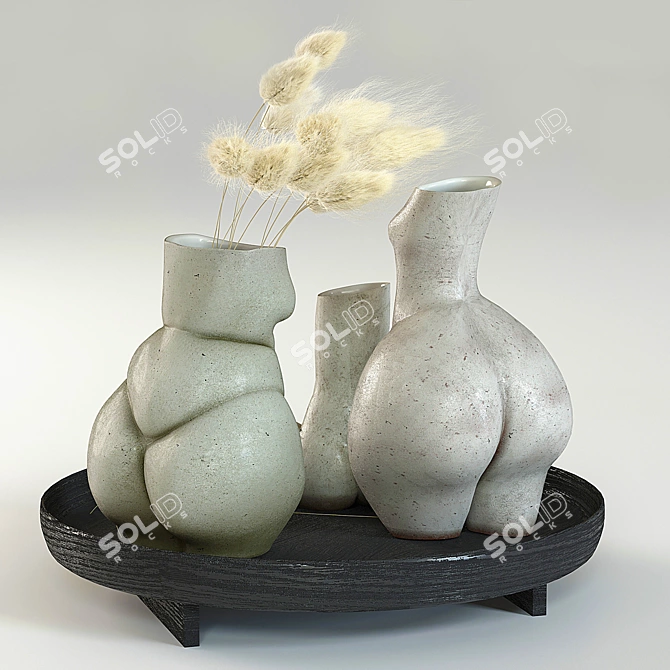 Elegant Woman Vases Set 3D model image 23