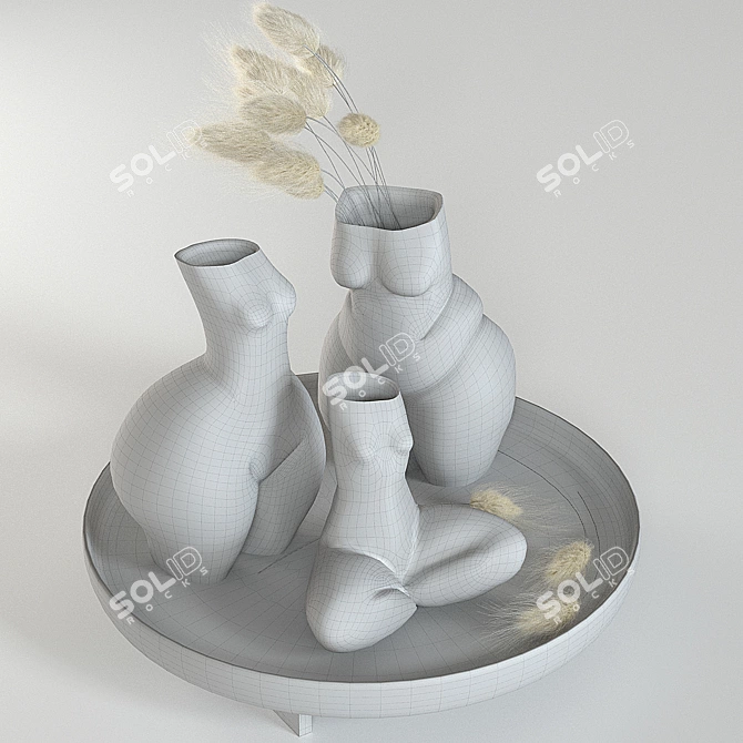 Elegant Woman Vases Set 3D model image 24