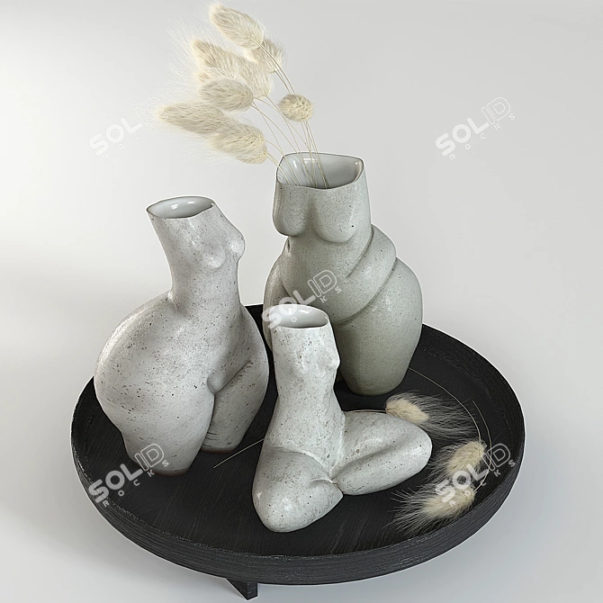 Elegant Woman Vases Set 3D model image 26