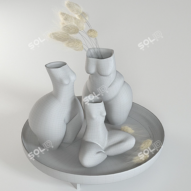 Elegant Woman Vases Set 3D model image 29