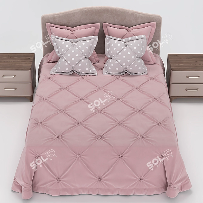 Modern Bed and Side Table Set: MOON 1158 & Bruno Mann 3D model image 2