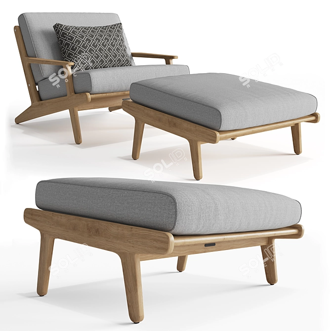 Bay Lounge Chair and Ottoman - Stylish and Comfortable Seating Solution 3D model image 2