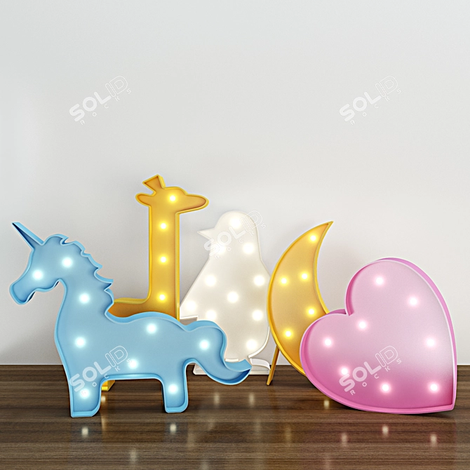 Kids LED Lamp Set 3D model image 2