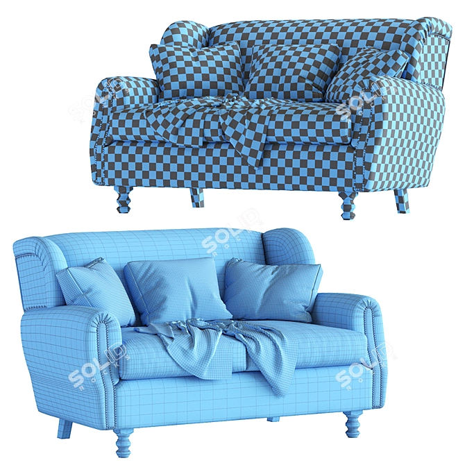 Elegant Cinema Sofa with Removable Cushions 3D model image 5