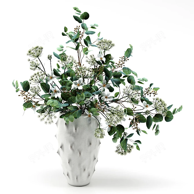 Wild Carrot and Eucalyptus Arrangement 3D model image 1