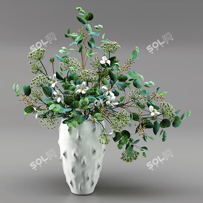 Wild Carrot and Eucalyptus Arrangement 3D model image 2