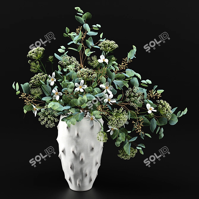 Wild Carrot and Eucalyptus Arrangement 3D model image 3