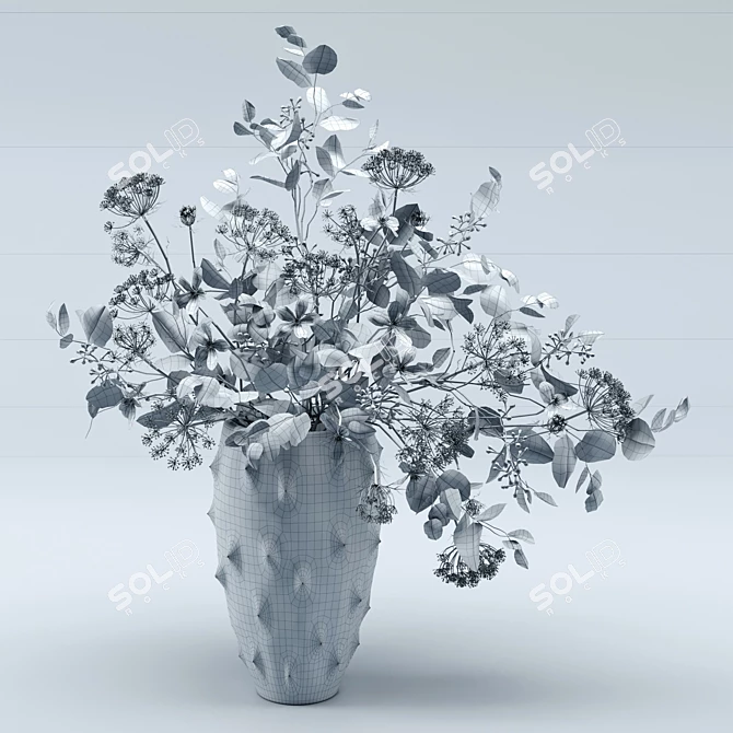 Wild Carrot and Eucalyptus Arrangement 3D model image 4