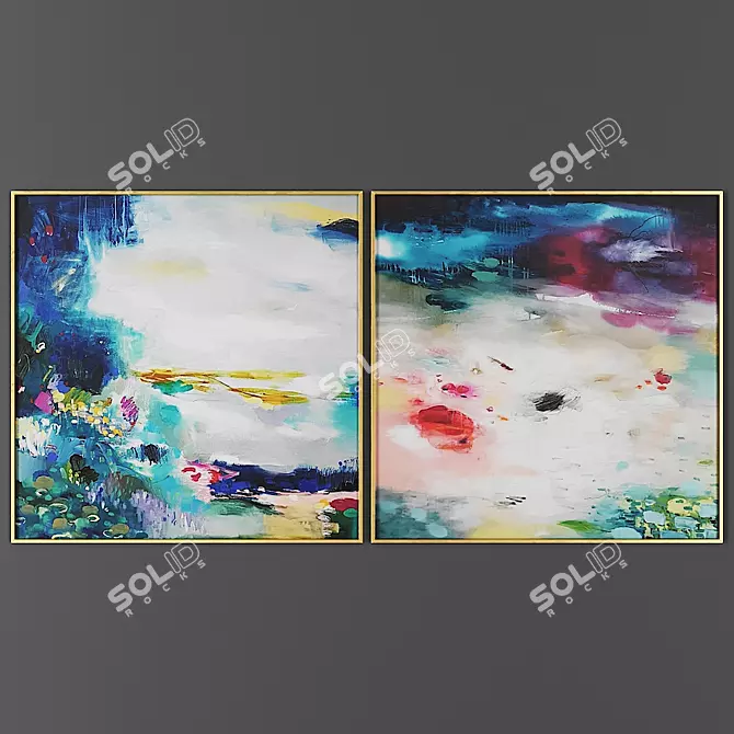 Modern Art Picture Frame Set 3D model image 1