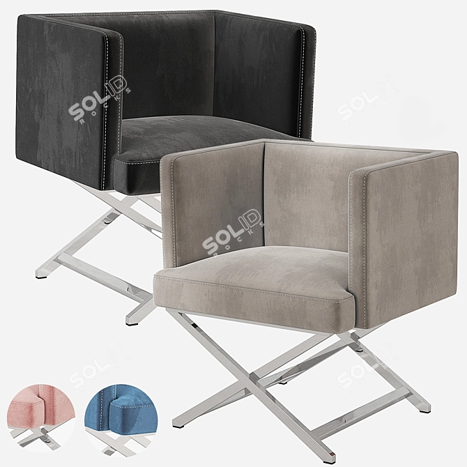 Elegant Eichholtz DAWSON Velvet Chair 3D model image 6