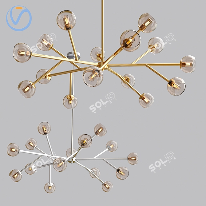 Elegant 14-Light Brass Chandelier 3D model image 2