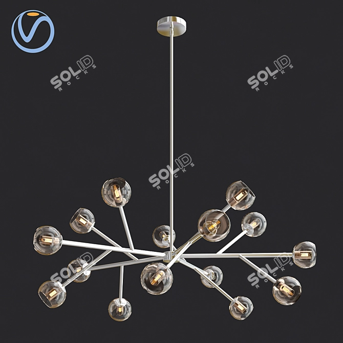 Elegant 14-Light Brass Chandelier 3D model image 4