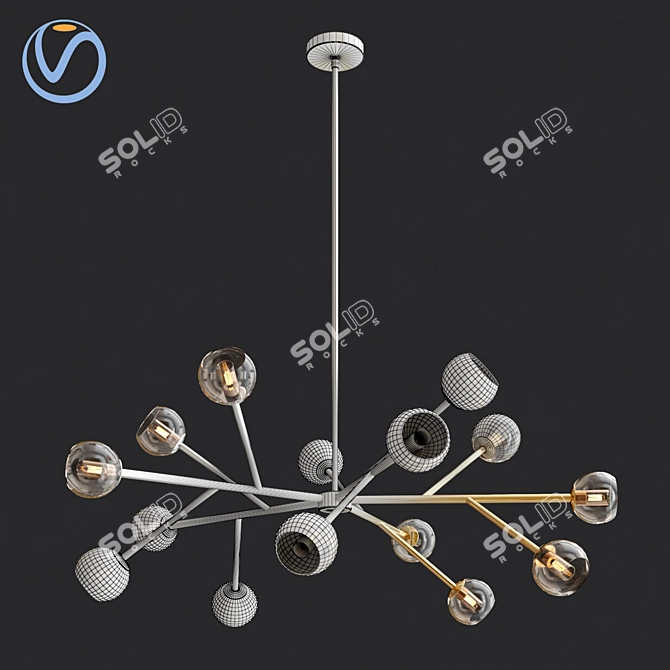 Elegant 14-Light Brass Chandelier 3D model image 5