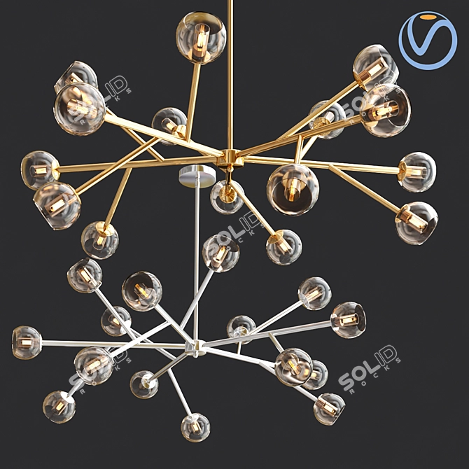 Elegant 14-Light Brass Chandelier 3D model image 6