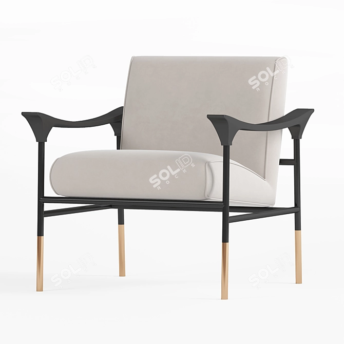 Elegant Velvet Lounge Chair 3D model image 1