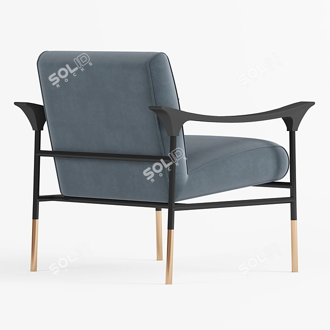 Elegant Velvet Lounge Chair 3D model image 2