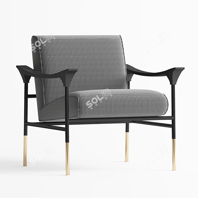 Elegant Velvet Lounge Chair 3D model image 3