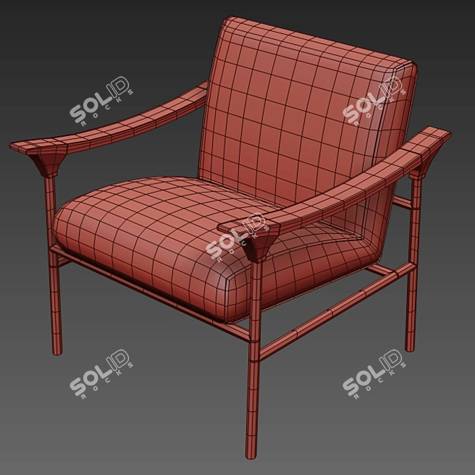 Elegant Velvet Lounge Chair 3D model image 4