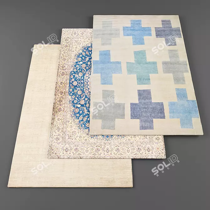 High Res Random Set of 5 Carpets 3D model image 1