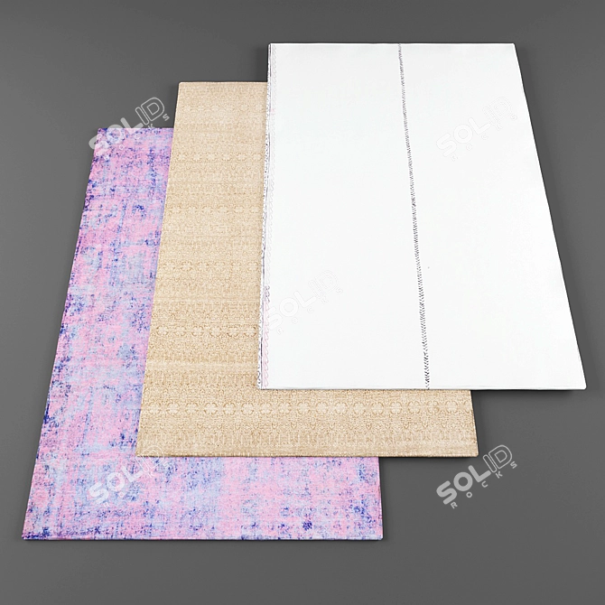 High-Res Modern Rugs Set 3D model image 1