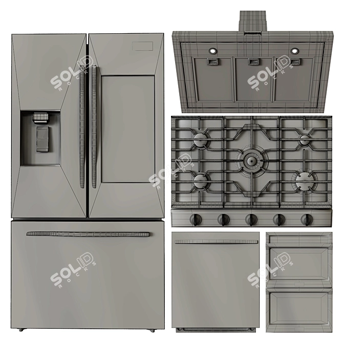 Samsung Kitchen Appliance Set 3D model image 4