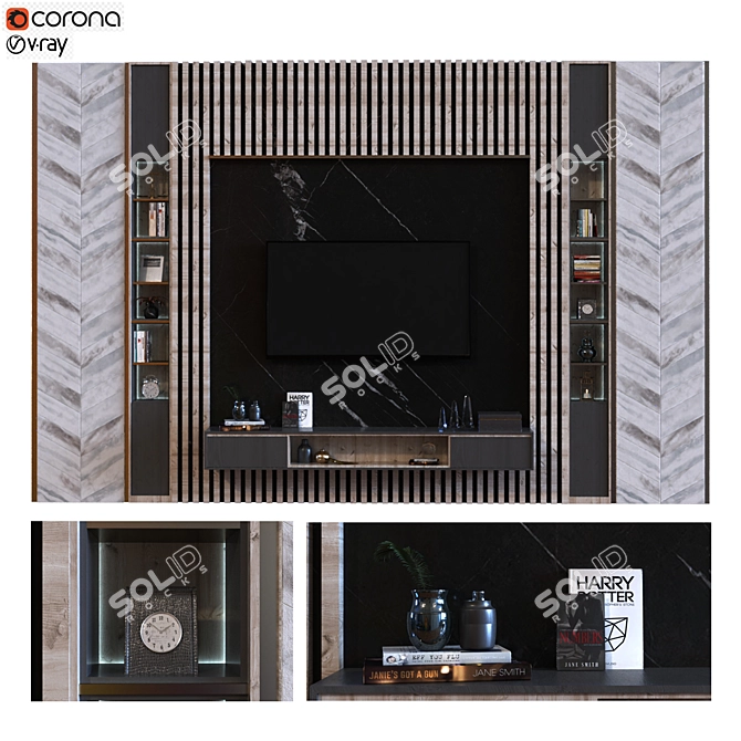 Modern TV Wall Set 2015 3D model image 1