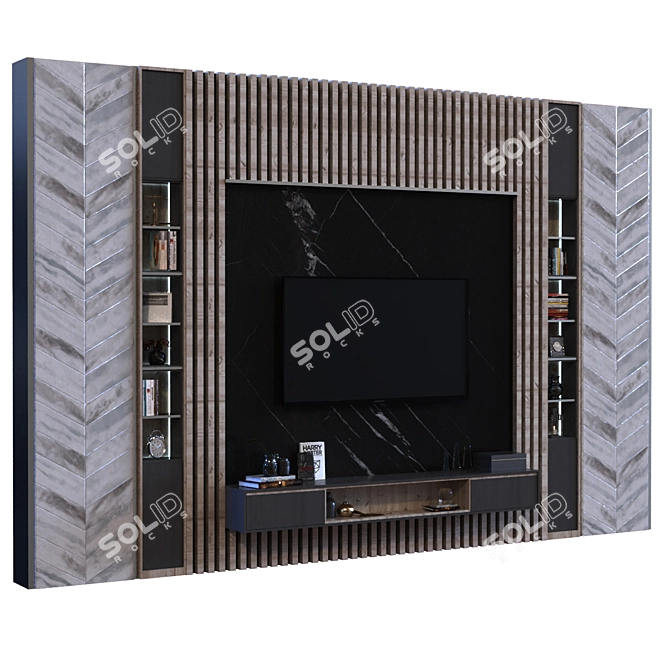 Modern TV Wall Set 2015 3D model image 2
