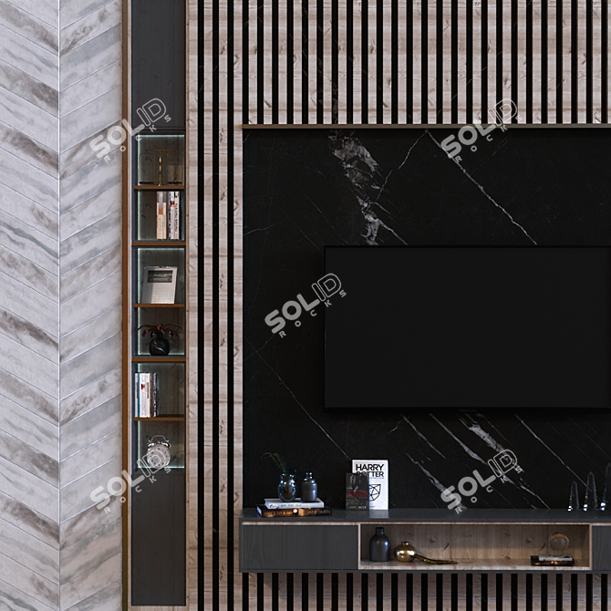 Modern TV Wall Set 2015 3D model image 3