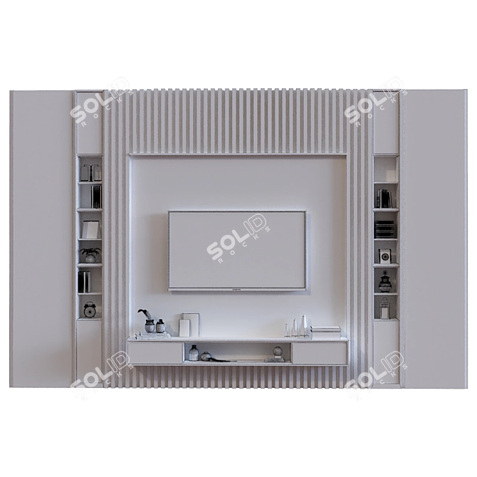 Modern TV Wall Set 2015 3D model image 5