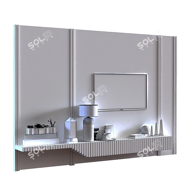 Modern TV Wall Set: Stylish Design, Easy Assembly 3D model image 5