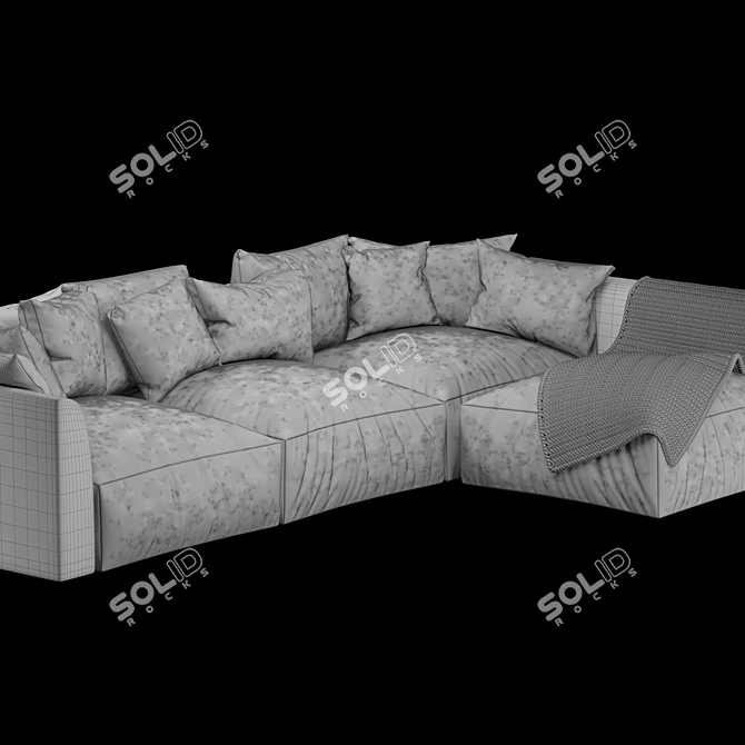 Handcrafted Knitted Linen Sofa 3D model image 5