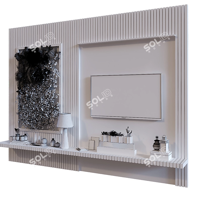 Sleek Green TV Wall Set 3D model image 5