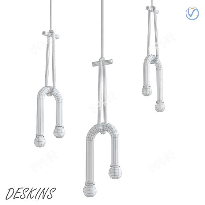 Sleek 2-Light Pendant Fixture 3D model image 2