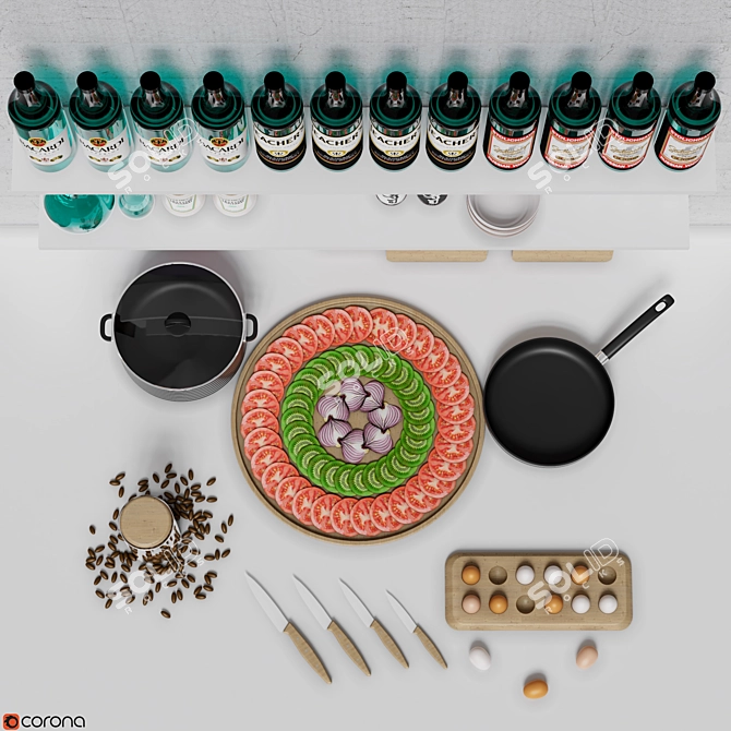 Modern Kitchen Essentials 3D model image 5