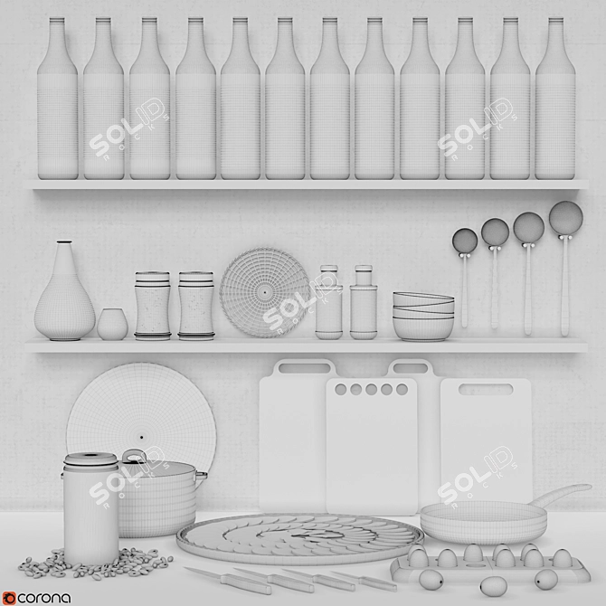 Modern Kitchen Essentials 3D model image 6