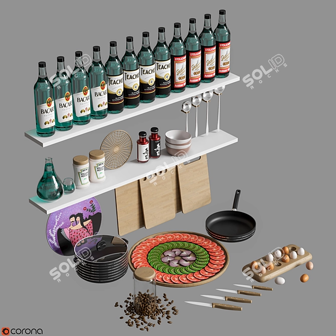 Modern Kitchen Essentials 3D model image 9