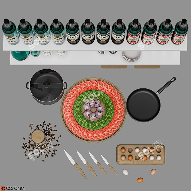 Modern Kitchen Essentials 3D model image 10