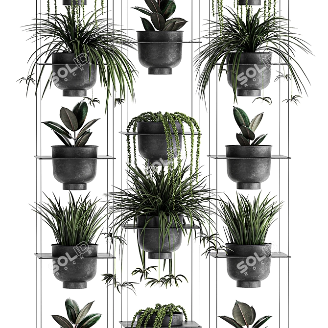 Vertical Greenery: Indoor Plants & Stylish Planter 3D model image 2