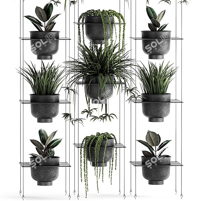 Vertical Greenery: Indoor Plants & Stylish Planter 3D model image 3