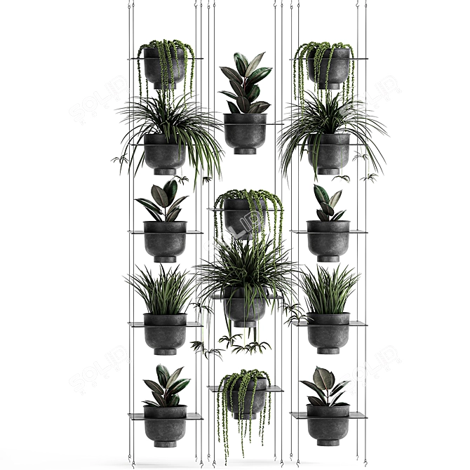 Vertical Greenery: Indoor Plants & Stylish Planter 3D model image 4