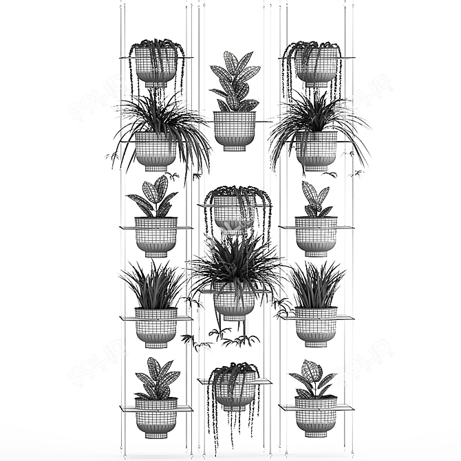 Vertical Greenery: Indoor Plants & Stylish Planter 3D model image 5