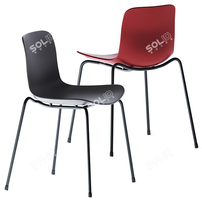 Sleek Stackable Langue Chair 3D model image 2