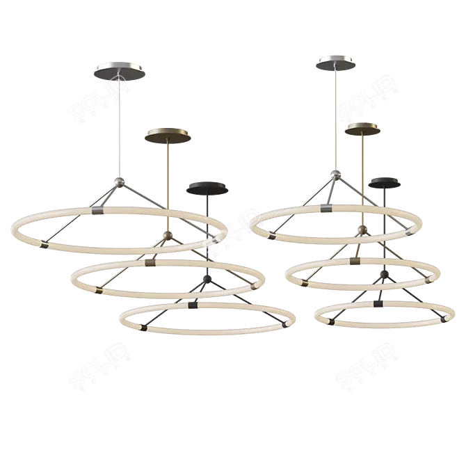 Sleek Halo Pendant Light 3D model image 3