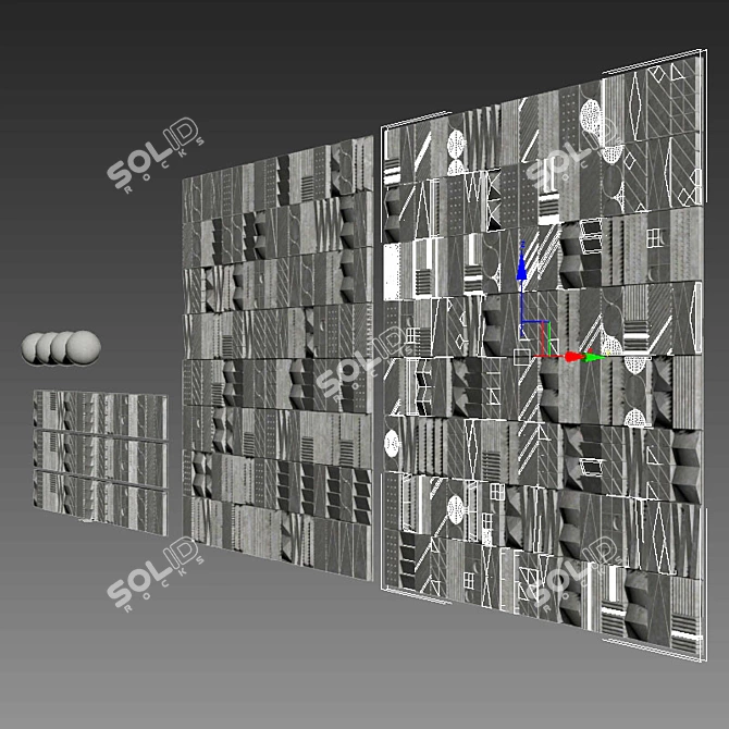 Multitextured Stone Wallcovering 3D model image 4