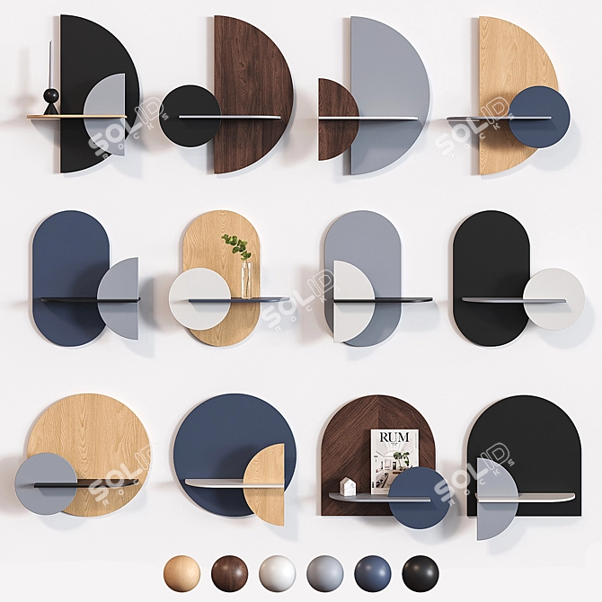 Versatile Modular Wall Shelf with Hidden Storage 3D model image 6