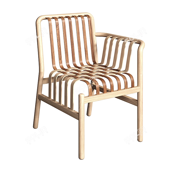 Taiwanese Lattice Chair: Neo-Taiwanese Craftsmanship 3D model image 1