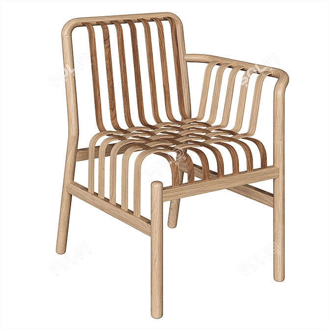 Taiwanese Lattice Chair: Neo-Taiwanese Craftsmanship 3D model image 4